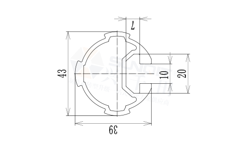 43T型槽精益管尺寸圖 43T型槽精益管尺寸圖