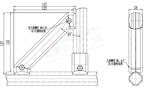 45°加強(qiáng)長接頭尺寸圖 45°加強(qiáng)長接頭尺寸圖
