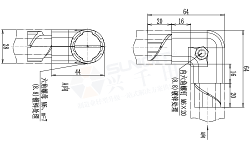 90°內接頭尺寸圖