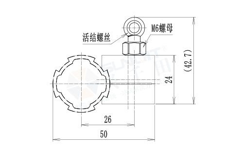 雙孔功能輔件與活節螺絲套件尺寸圖