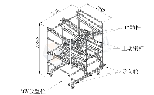AGV周轉(zhuǎn)車+物料架(單側(cè)型)圖紙 AGV周轉(zhuǎn)車+物料架(單側(cè)型)圖紙