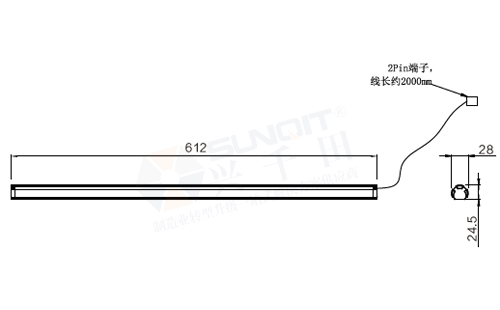 24V三防燈模組(600)尺寸圖 24V三防燈模組(600)尺寸圖