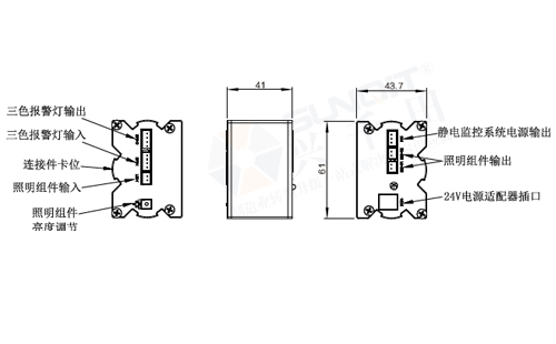 24V電源控制模組(靜電監控)尺寸圖